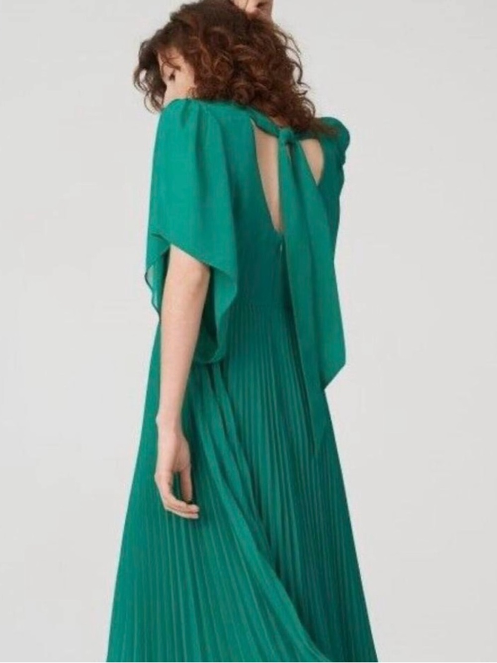 Club Monaco Zorbina Pleated High-Low Dress - Emerald Green - Picture 2 of 8